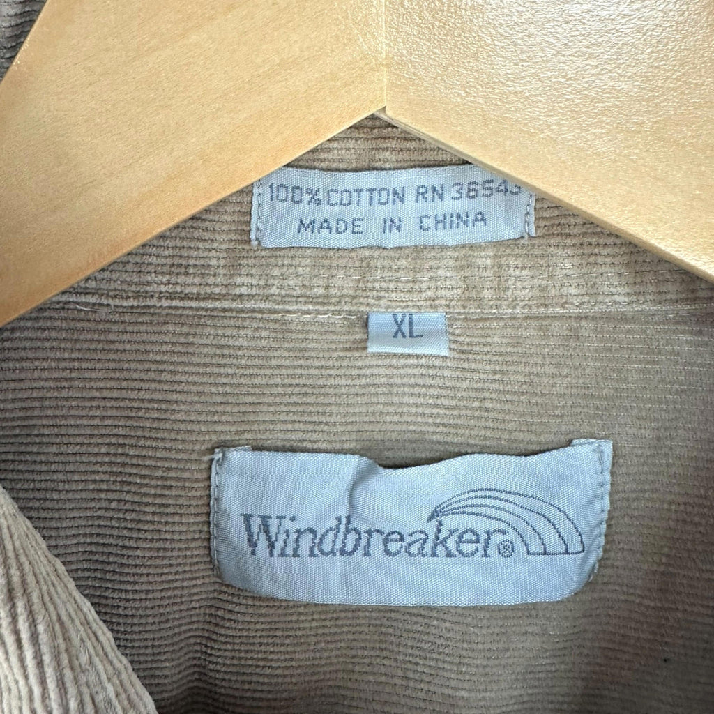 Windbreaker Corduroy Shirt Men's UK Size XL Beige Pockets Long Sleeve