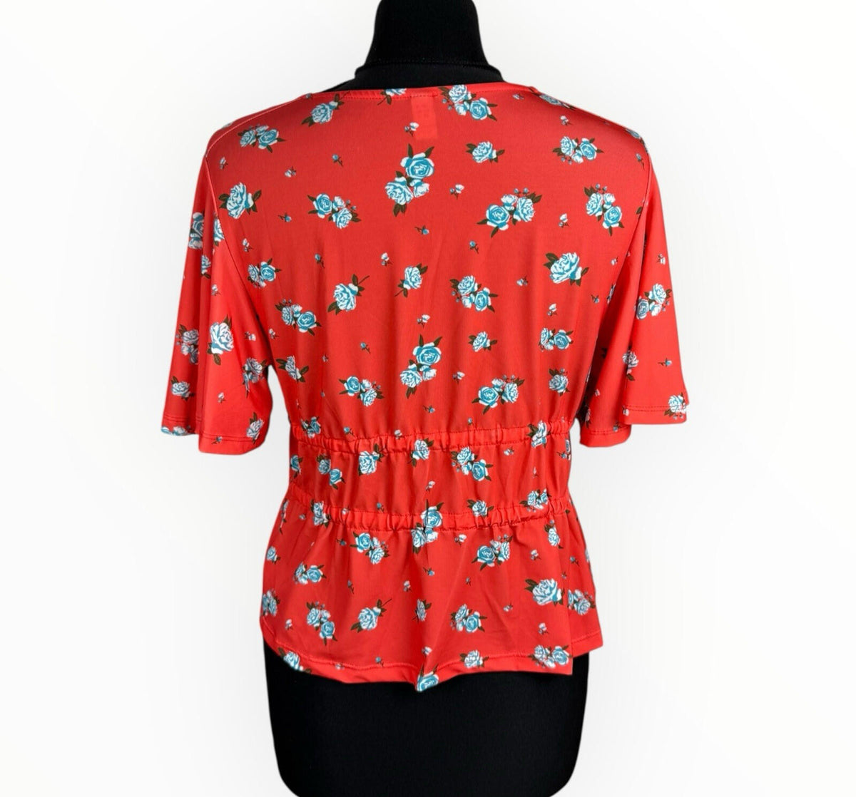 ASOS Floral Crop Top Women's UK Size 8 Tie Front Short Sleeve Orange