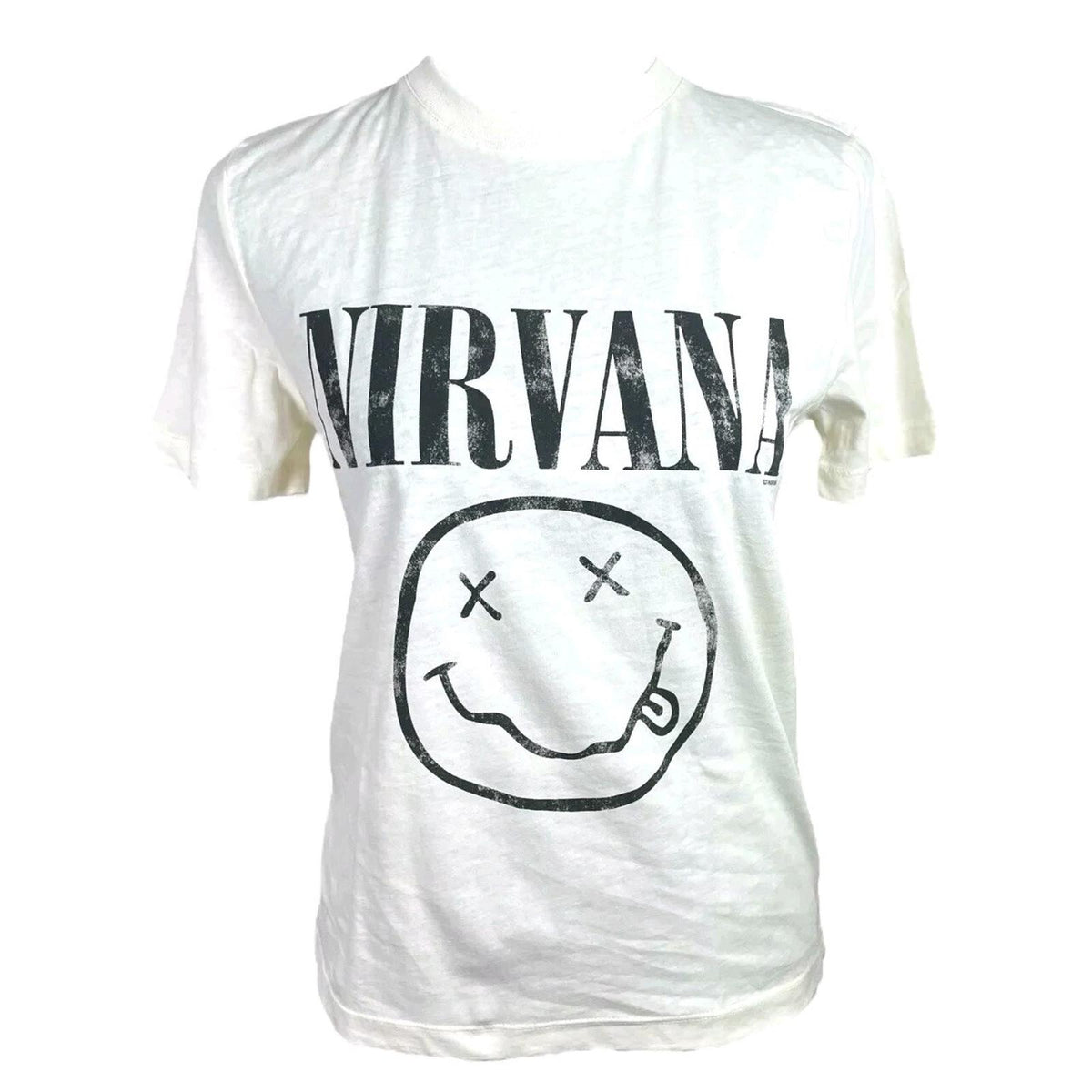 H&M White H&M White Nirvana Printed T-Shirt Loose Fit Women's UK Size XS