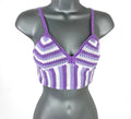 Divided Crop Top Purple Stripe Knit Women's UK Size XS