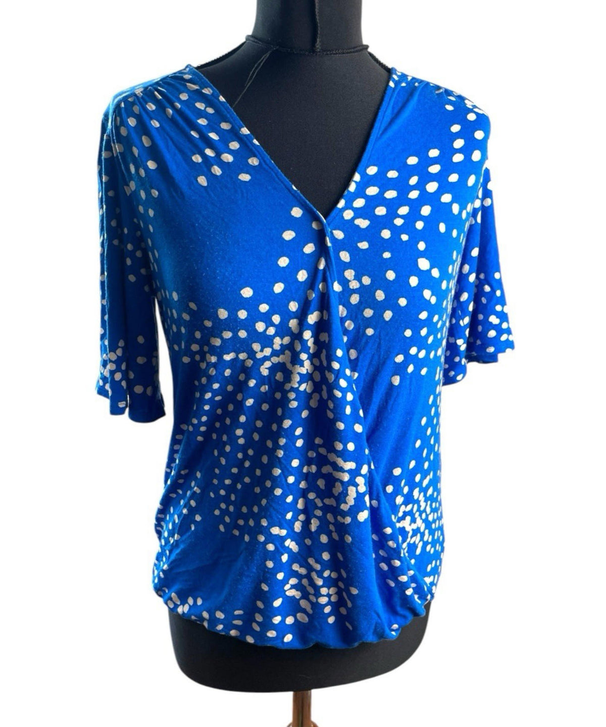 Wallis Blue Polka Dot Blouse Short Sleeve Top Women's UK Size 10