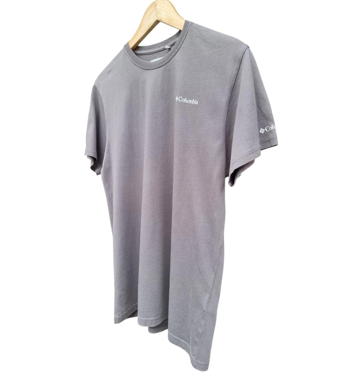 Columbia Gray Columbia T-Shirt Grey Jersey Crew Neck Men's UK Size Small Front Back Print