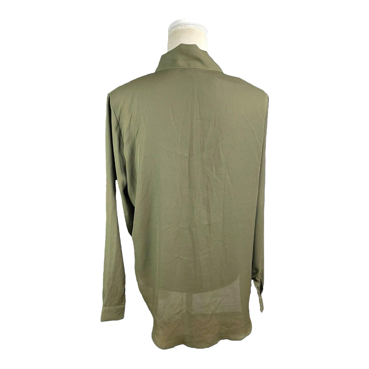 Yidarton Khaki Green Blouse Tie Neck Chiffon Women's UK Size L (14)