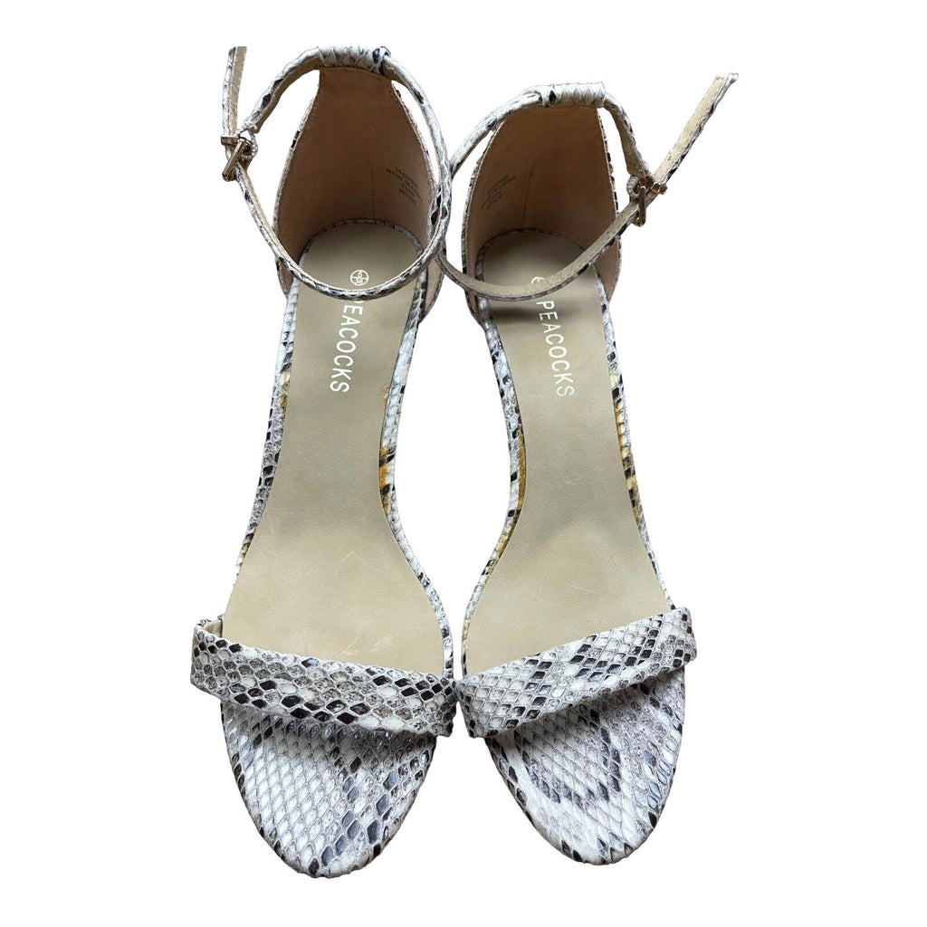 Peacocks Snakeskin Print Stilettos Shoes Open Toe Women's UK Size 5