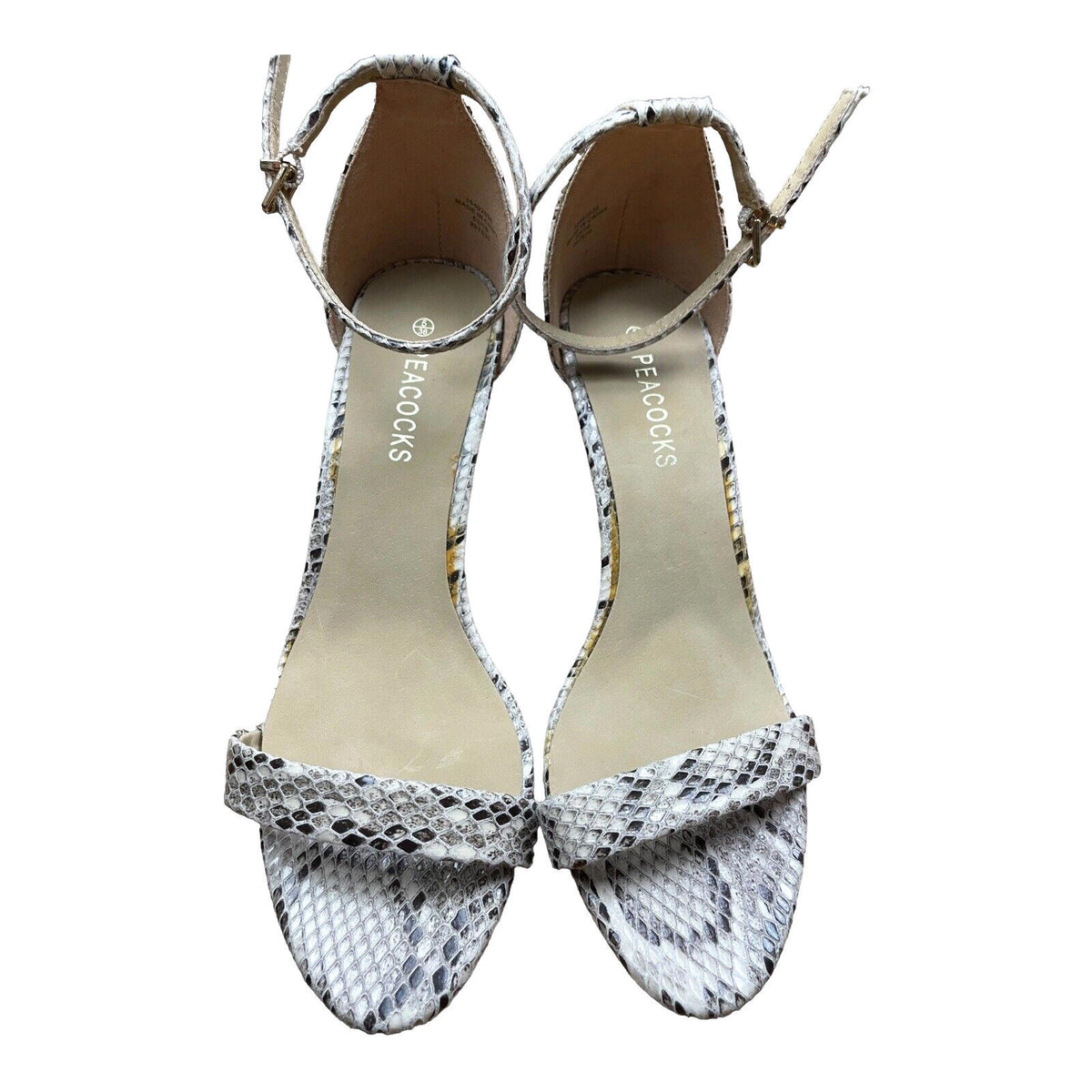 Peacocks Snakeskin Print Stilettos Shoes Open Toe Women's UK Size 5