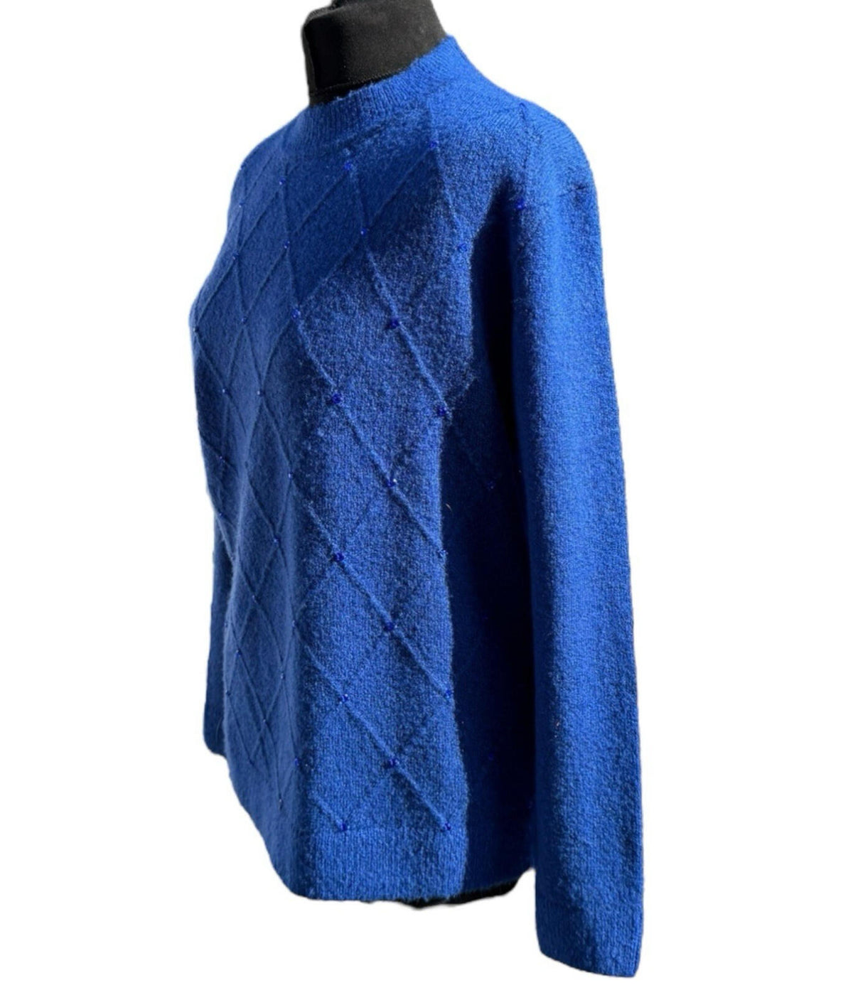 Honor Millburn Bright Blue Knit Jumper Diamante Accents Women’s UK Size M 14-16