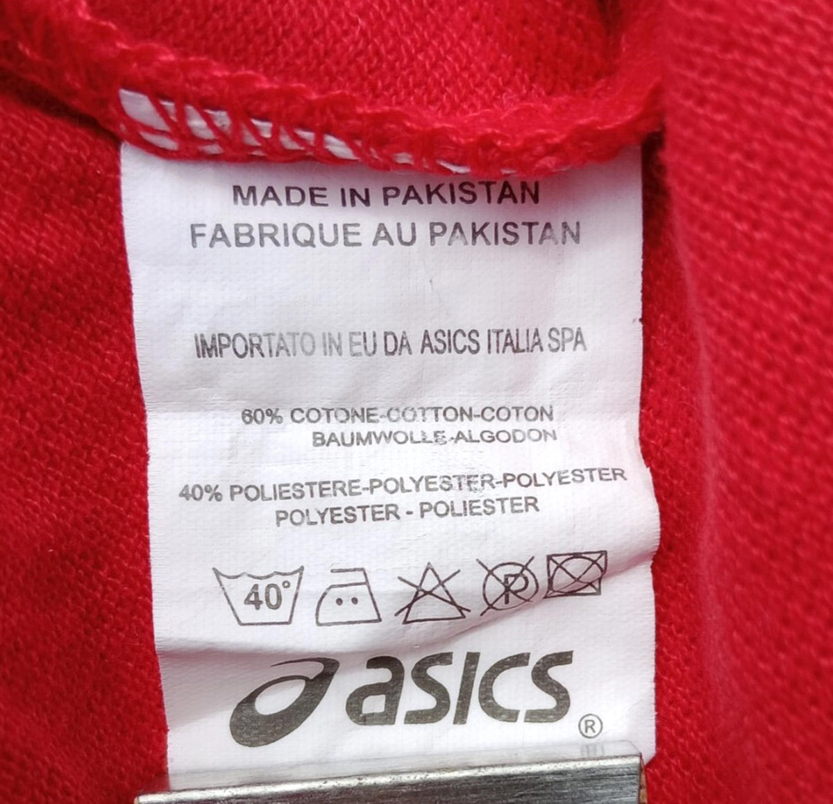 Asics Polo Shirt Men's UK Size S Red Short Sleeve Embroidered Logo Cotton Blend