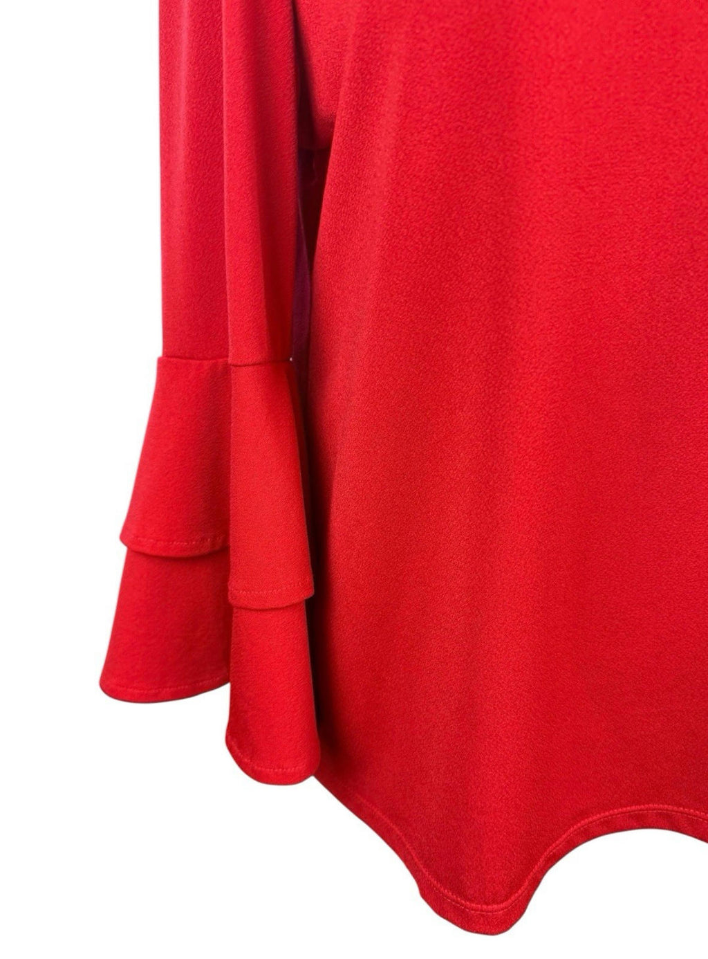 Klass Red Klass Bright Red Blouse 3/4 Sleeve Gold Buckle Detail Women's UK Size M
