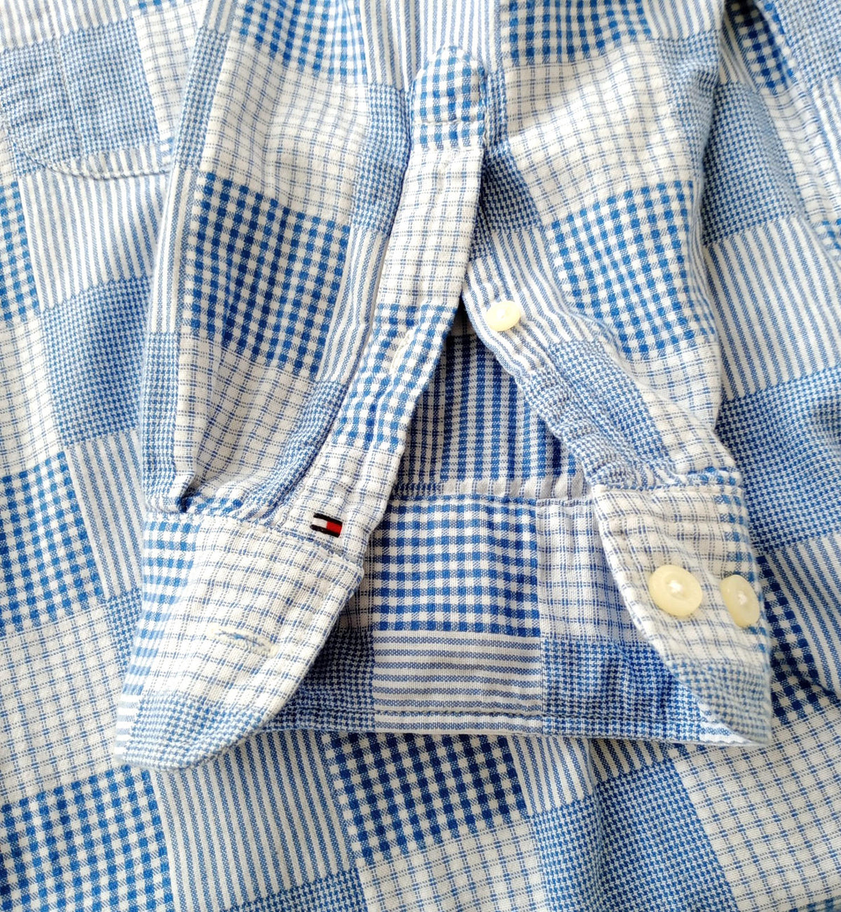 Tommy Hilfiger Men's UK Size 2XL Blue Check Long Sleeve Pockets Easy Care