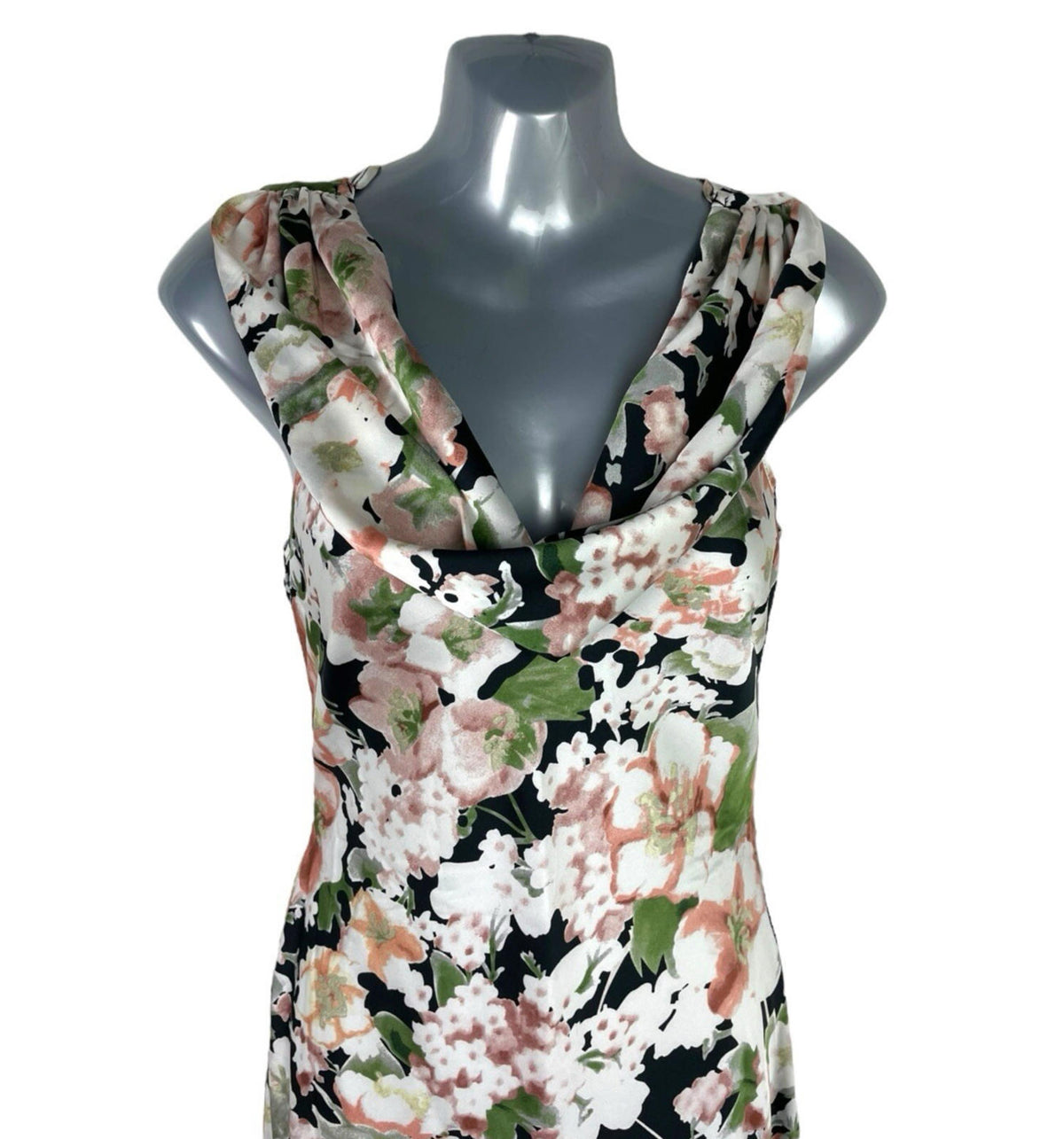 Boohoo Satin Floral Occasion Dress Maxi Cowl Neck Women's UK Size 8