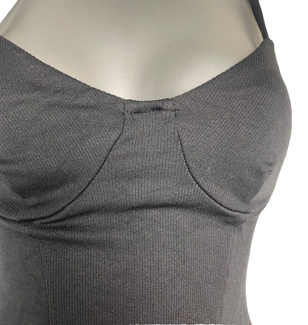 Bershka Mini Dress Black Ribbed Women's UK Size XS