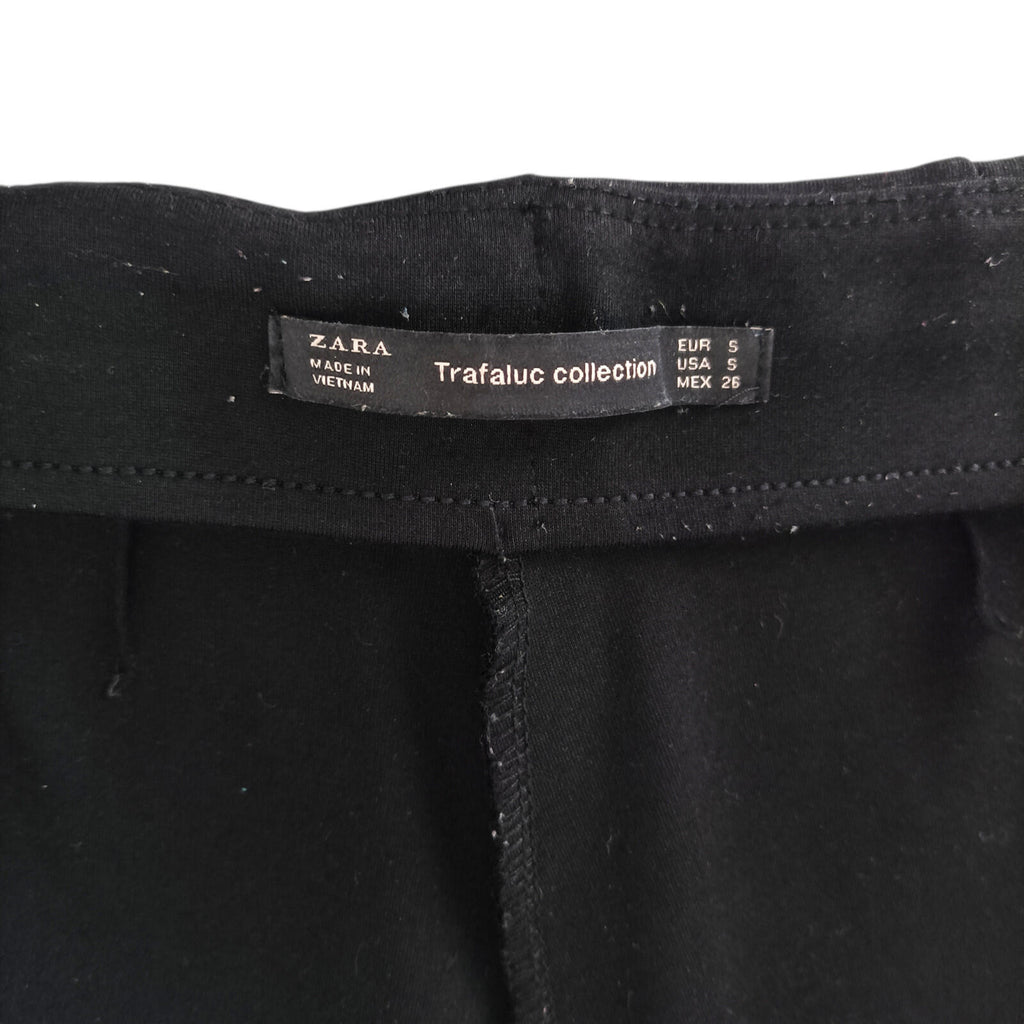 Zara Striped Jog Pants Women's UK Size S Black Zip Front Comfy Fit Jersey Jogger