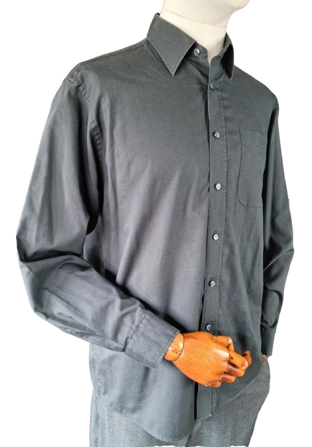 Marks & Spencer Shirt Black Men's 42" - 44" Chest 16" Collar Long Sleeve