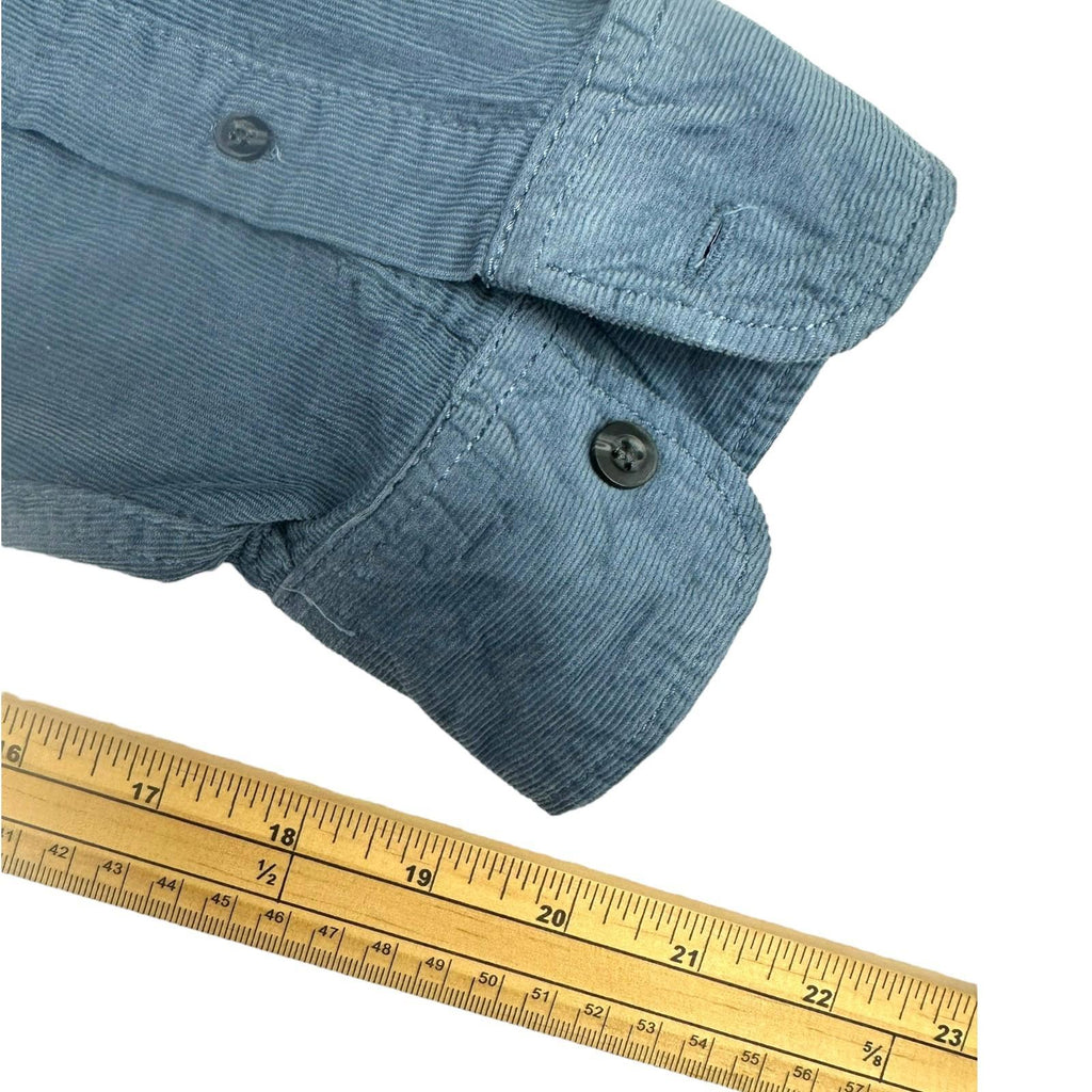 George Shirt Men's UK Size 2XL Blue Corduroy Long Sleeve Wing Collar 100% Cotton
