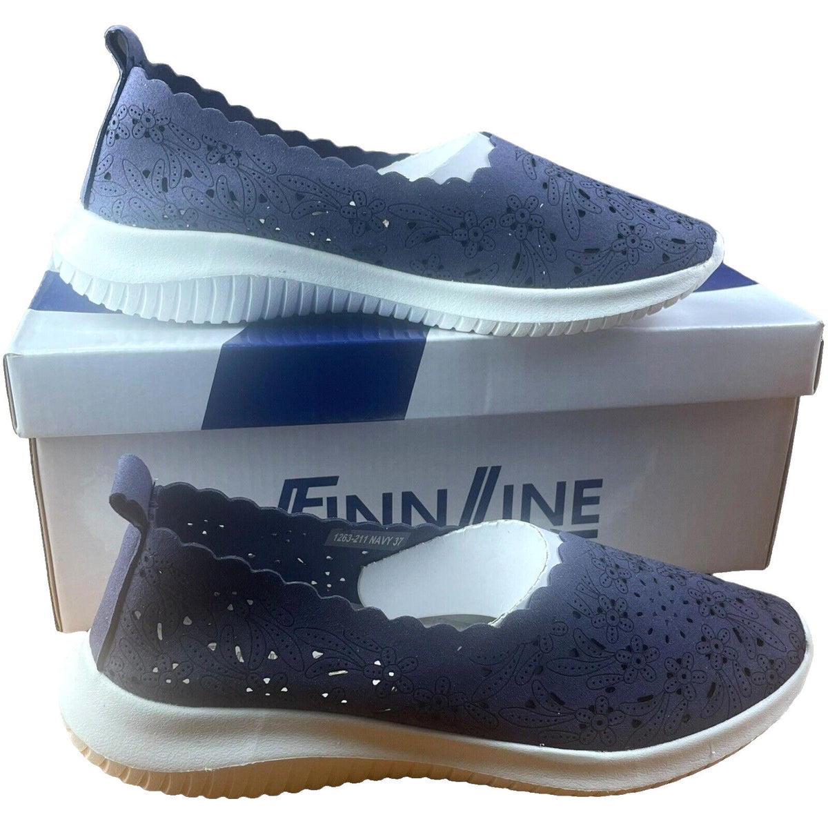 Finnline Navy Blue Slip On Shoes Memory Foam Women's UK Size 4