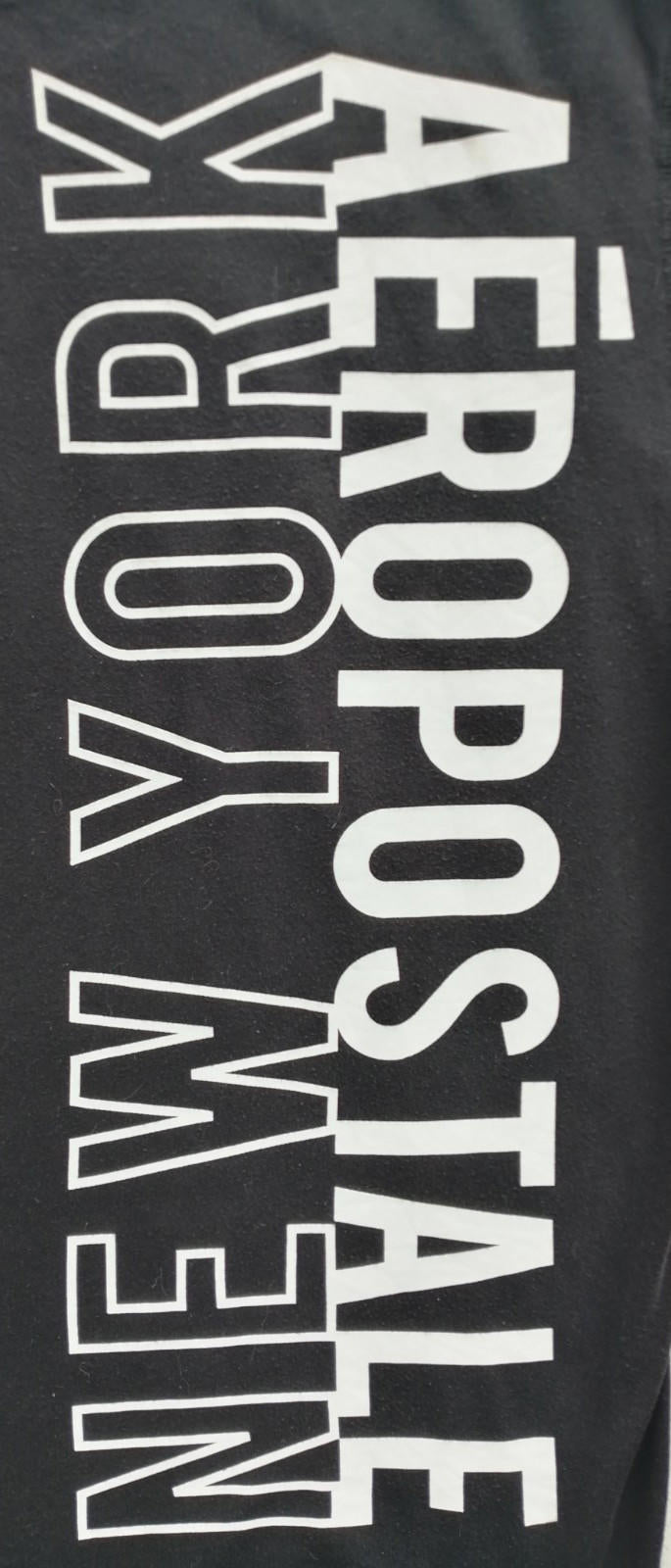 Areopostale Black Graphic Print T-Shirt Men's Size M Black Crew Neck Stretch Fit