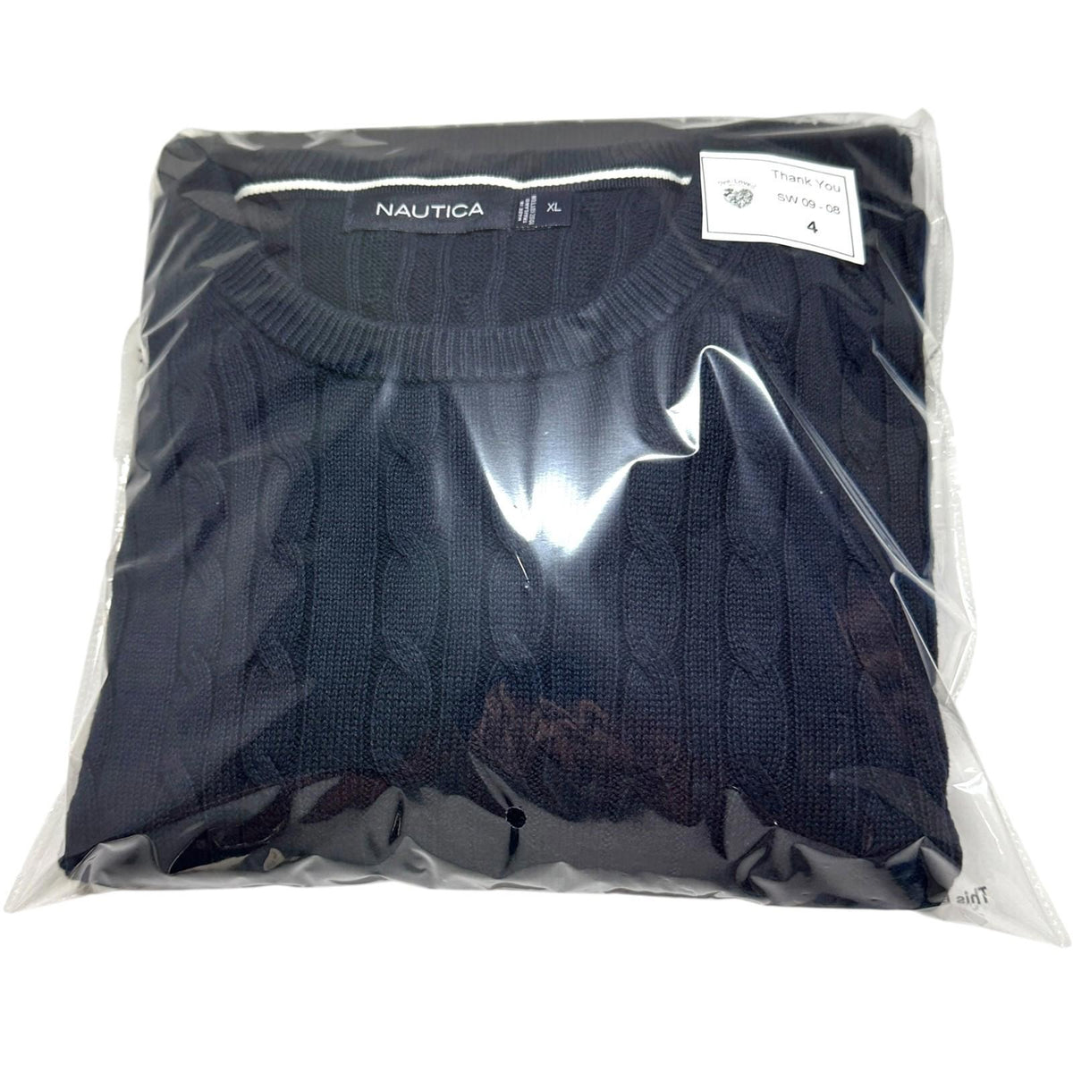 Nautica Knit Jumper Men's UK Size XL Navy Blue 100% Cotton Long Sleeve Crew Neck