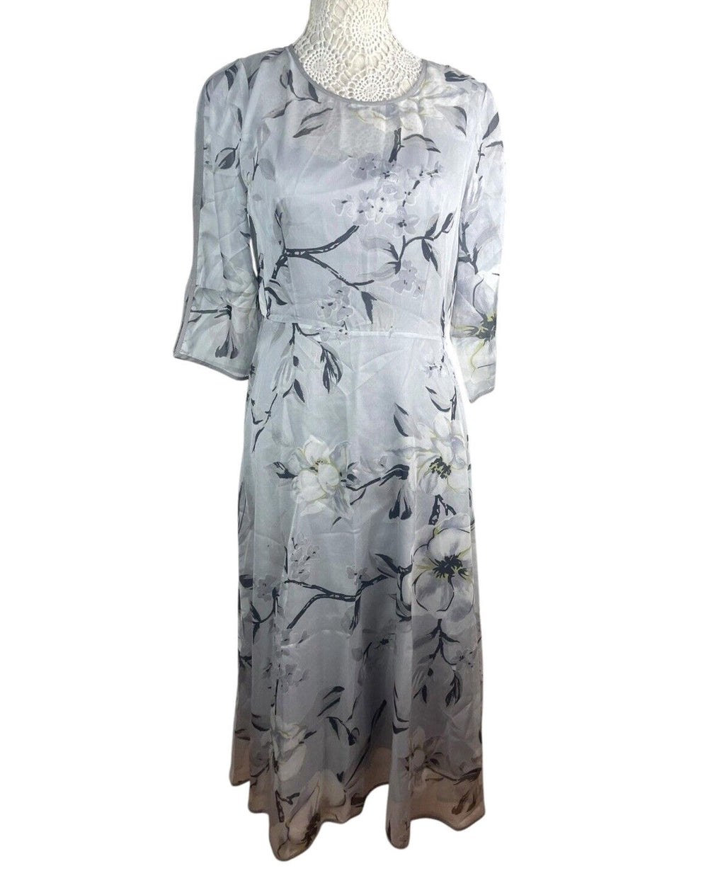 Floryday White Floryday Maxi Dress Silver Floral Occasion Dress A Line Women's UK Size S
