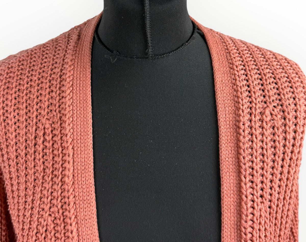 V By Very Womens Rust Orange Chunky Knit Cardigan Tie Cuff Balloon Sleeve 8