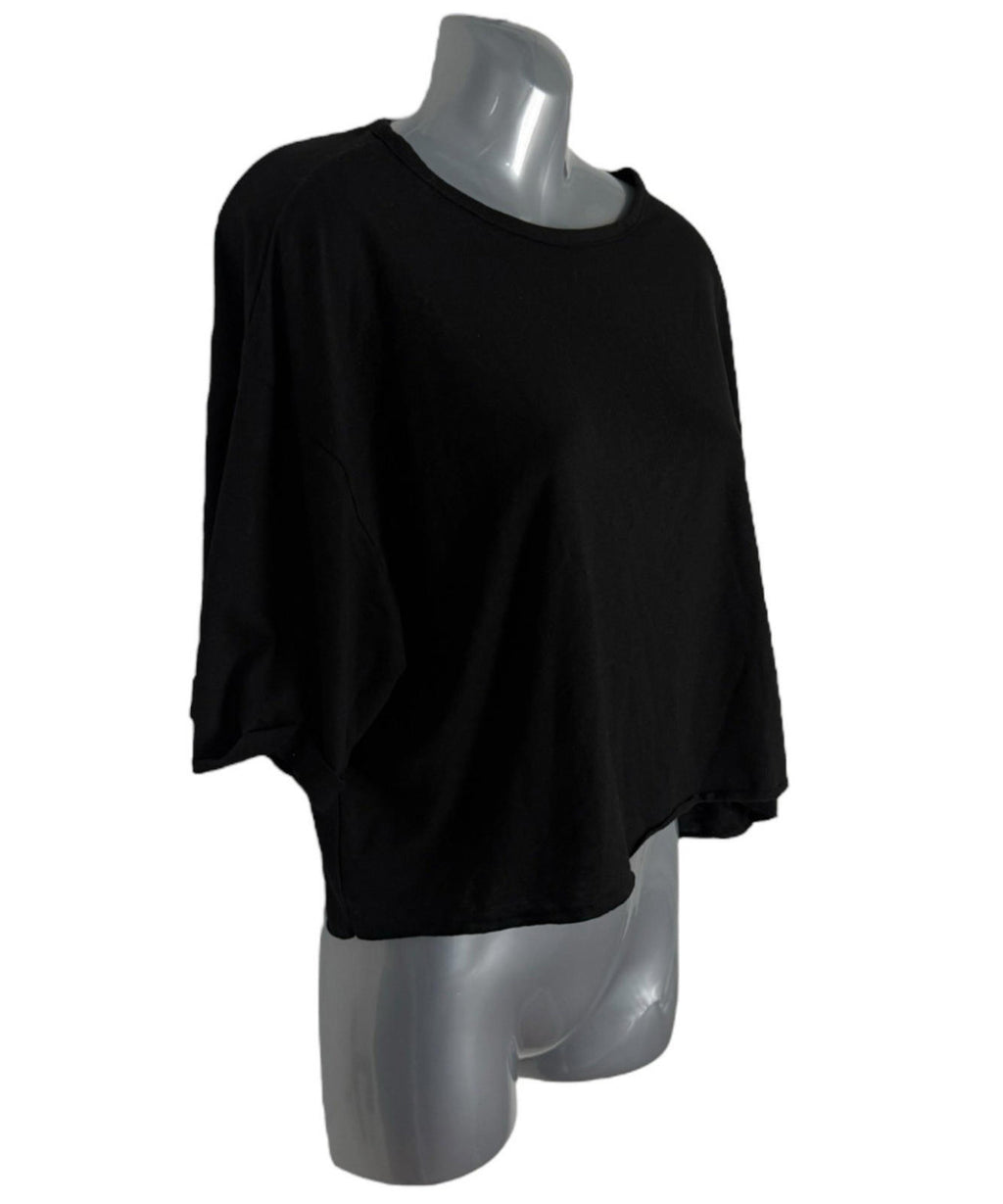 Black Cropped T-Shirt Relaxed Fit Women’s UK Size S