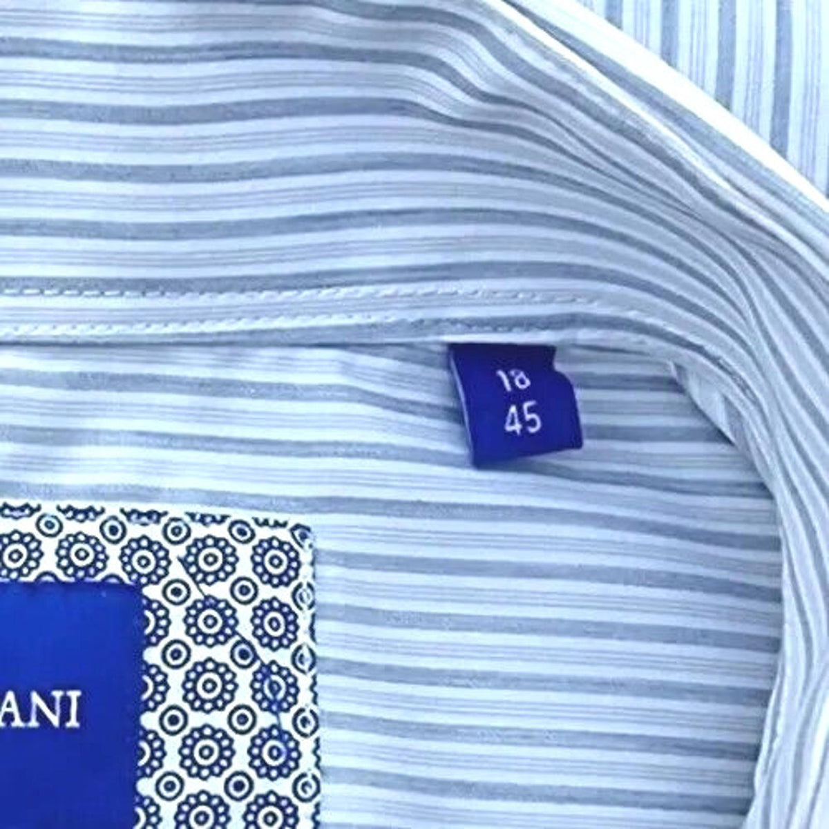 LUPI ROMANI Shirt Men's UK Size XL Slim Fit Non Iron Formal Striped Long Sleeve