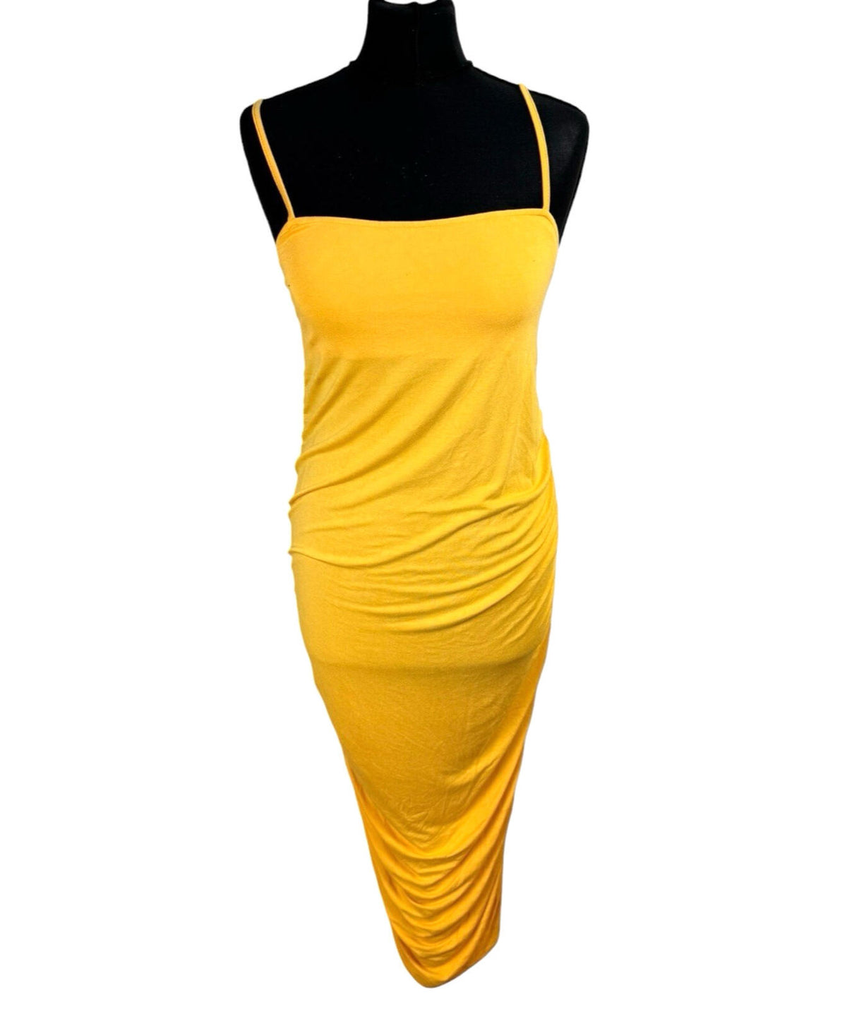 ASOS Maternity Bodycon Dress Women’s UK Size 10 Square Neck Ruched Yellow