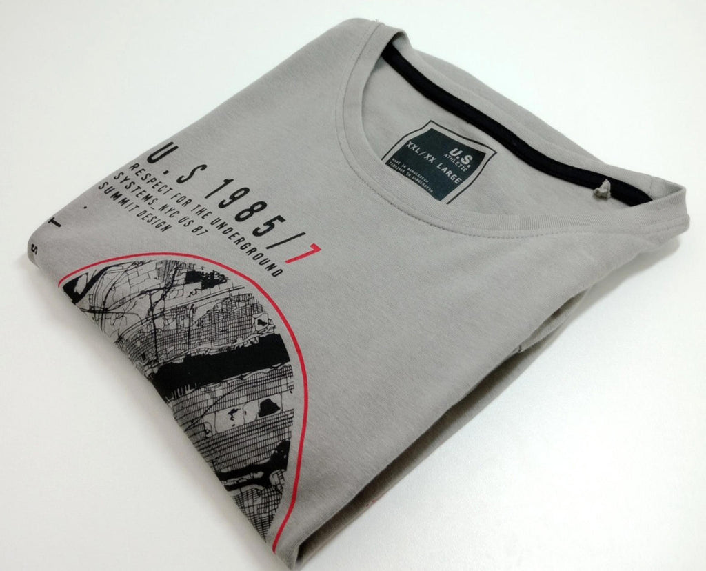 Matalan Gray NYC Underground BRNX Print T-Shirt Men's UK Size 2XL Grey 100% Cotton Crew Neck
