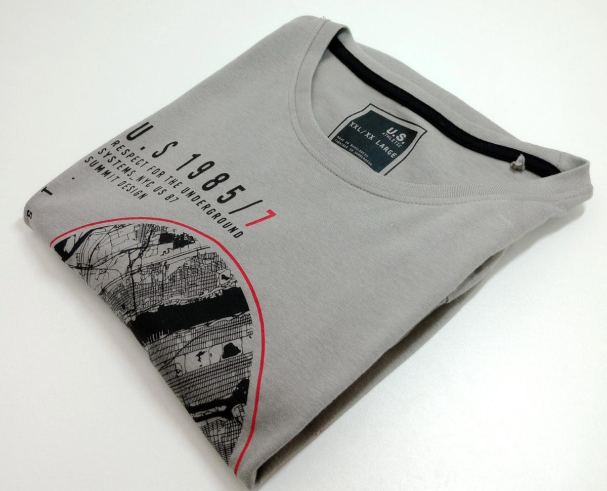 Matalan Gray NYC Underground BRNX Print T-Shirt Men's UK Size 2XL Grey 100% Cotton Crew Neck