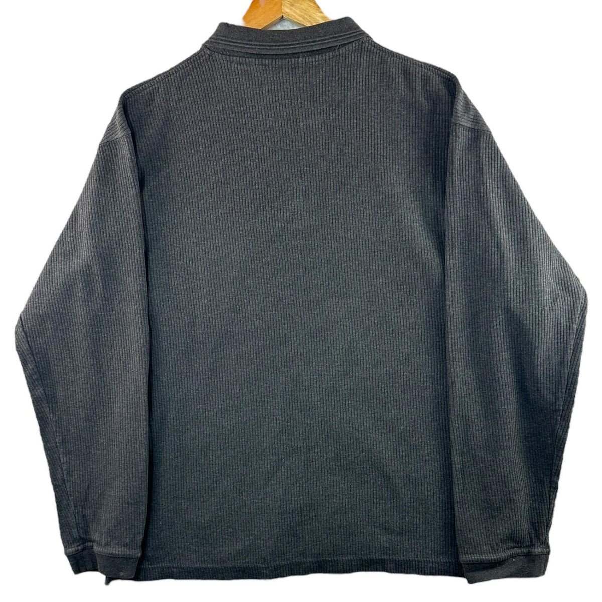 G.H.BASS&CO Polo Jumper Men's UK Size M Grey 100% Cotton Long Sleeve Ribbed