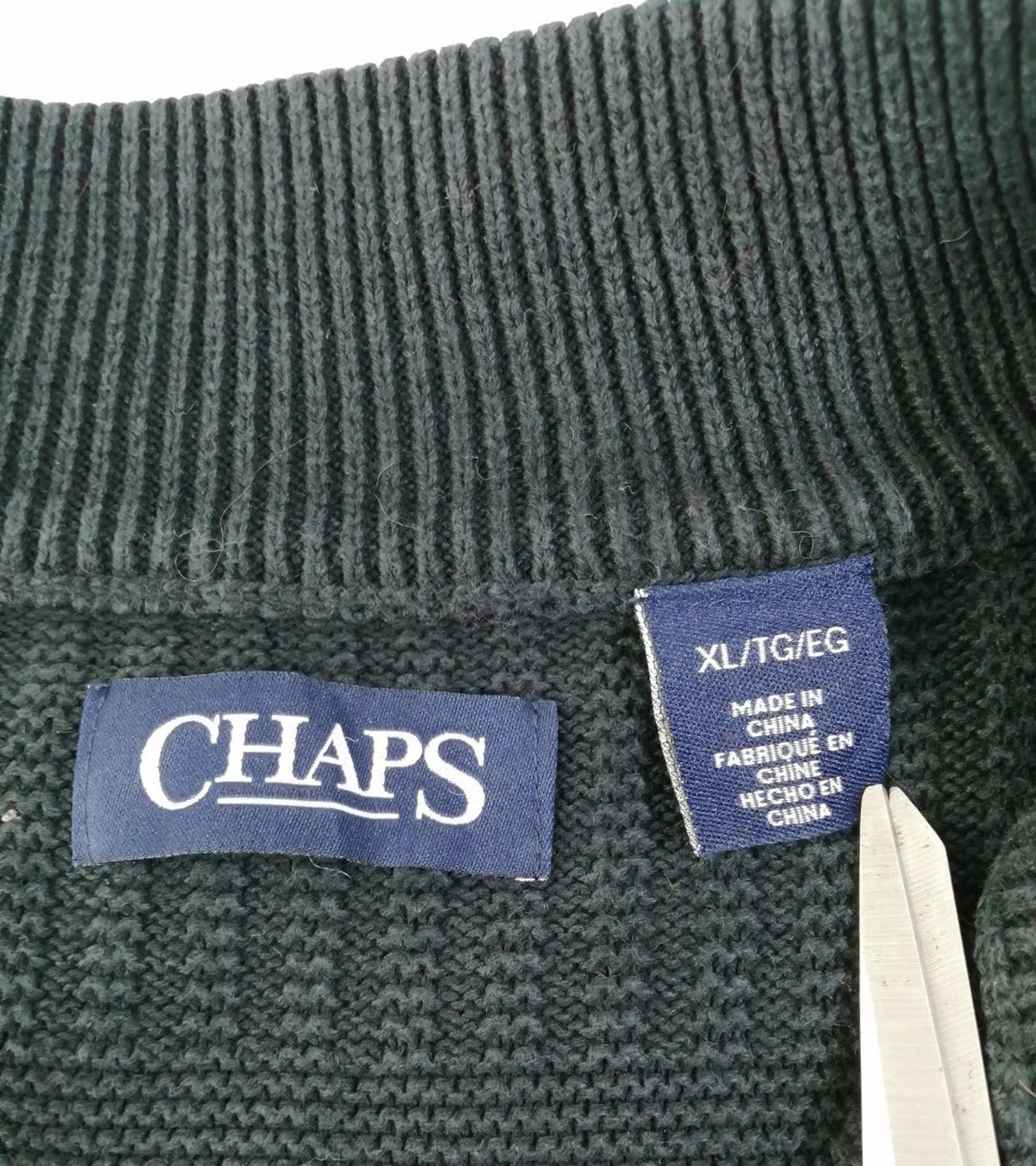 Chaps Black Ralph Lauren Chaps 1/4 Zip Ribbed Black Jumper Men's Size XL 100% Cotton