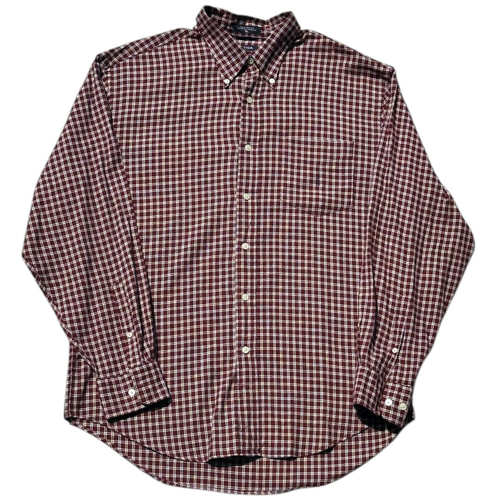 Nautica Shirt Men's UK Size XL Purple Plaid Pattern Long Sleeve Button Down