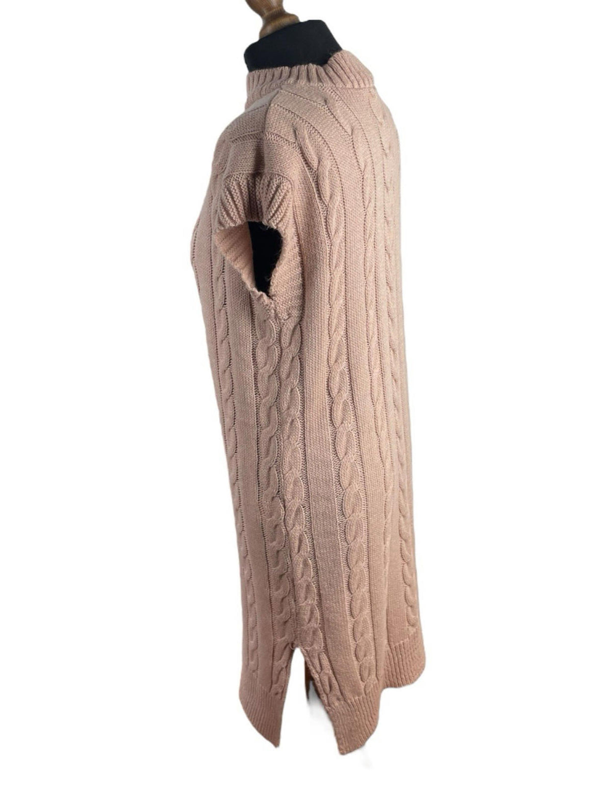 Pink Sleeveless Jumper Dress Knee Length Aran Knit Women's UK Size M