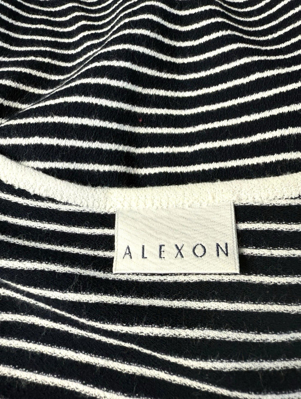 Alexon Black White Stripe T-Shirt Flannel Square Neck Women’s UK Size 16