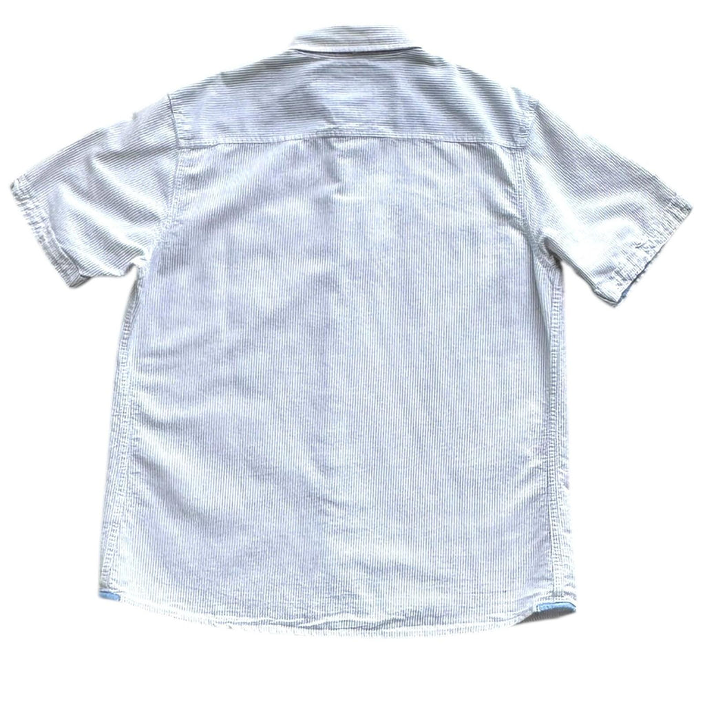 Boston Crew Shirt Men's UK Size XL White & Beige Stripe Casual Short Sleeve