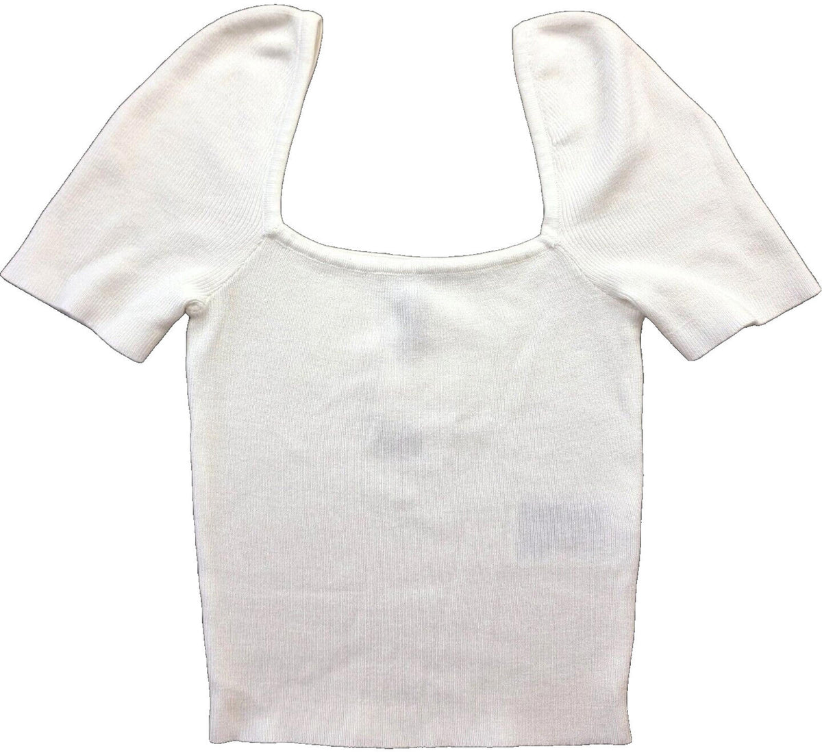 Divided by H&M White Divided Crop Top White Ribbed Blouse Women's UK Size XS