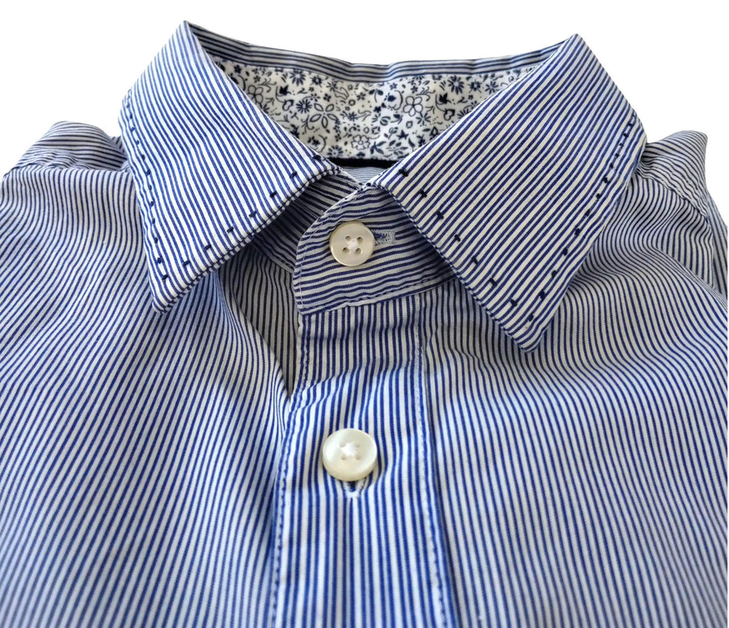 Next Shirt Men's UK Size M Blue Striped Long Sleeved Cotton Blend