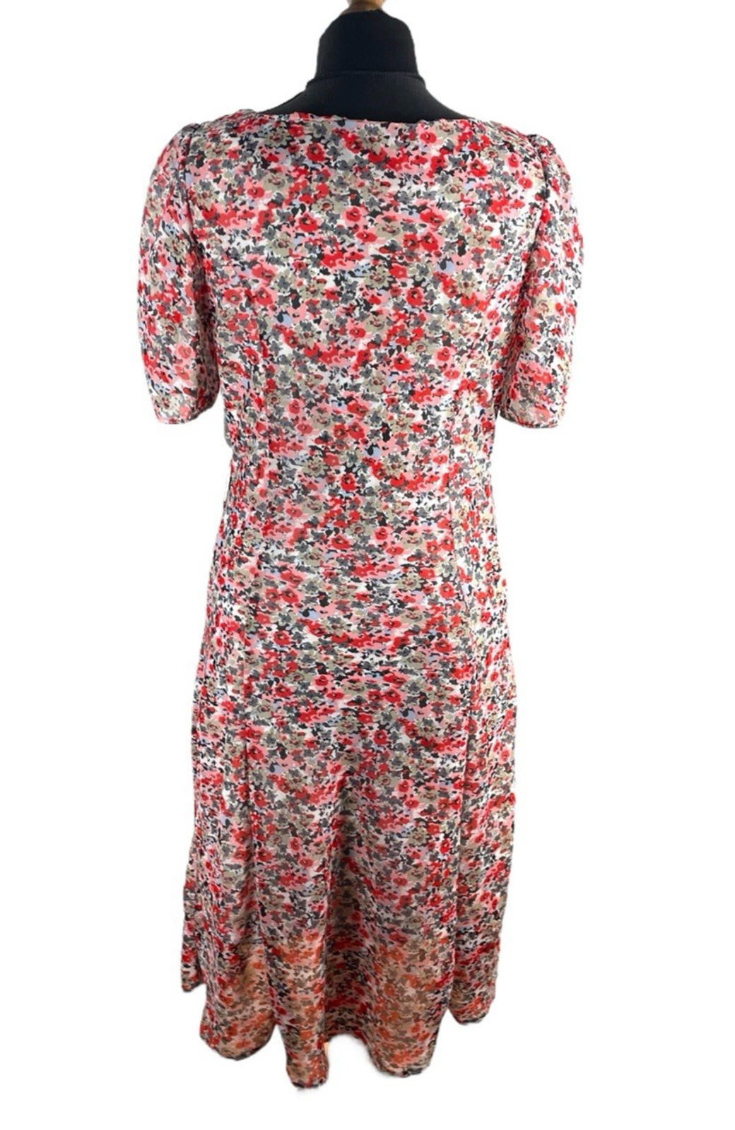 Autonomy Red Floral Midi Dress Layered Summer Women's UK Size 12