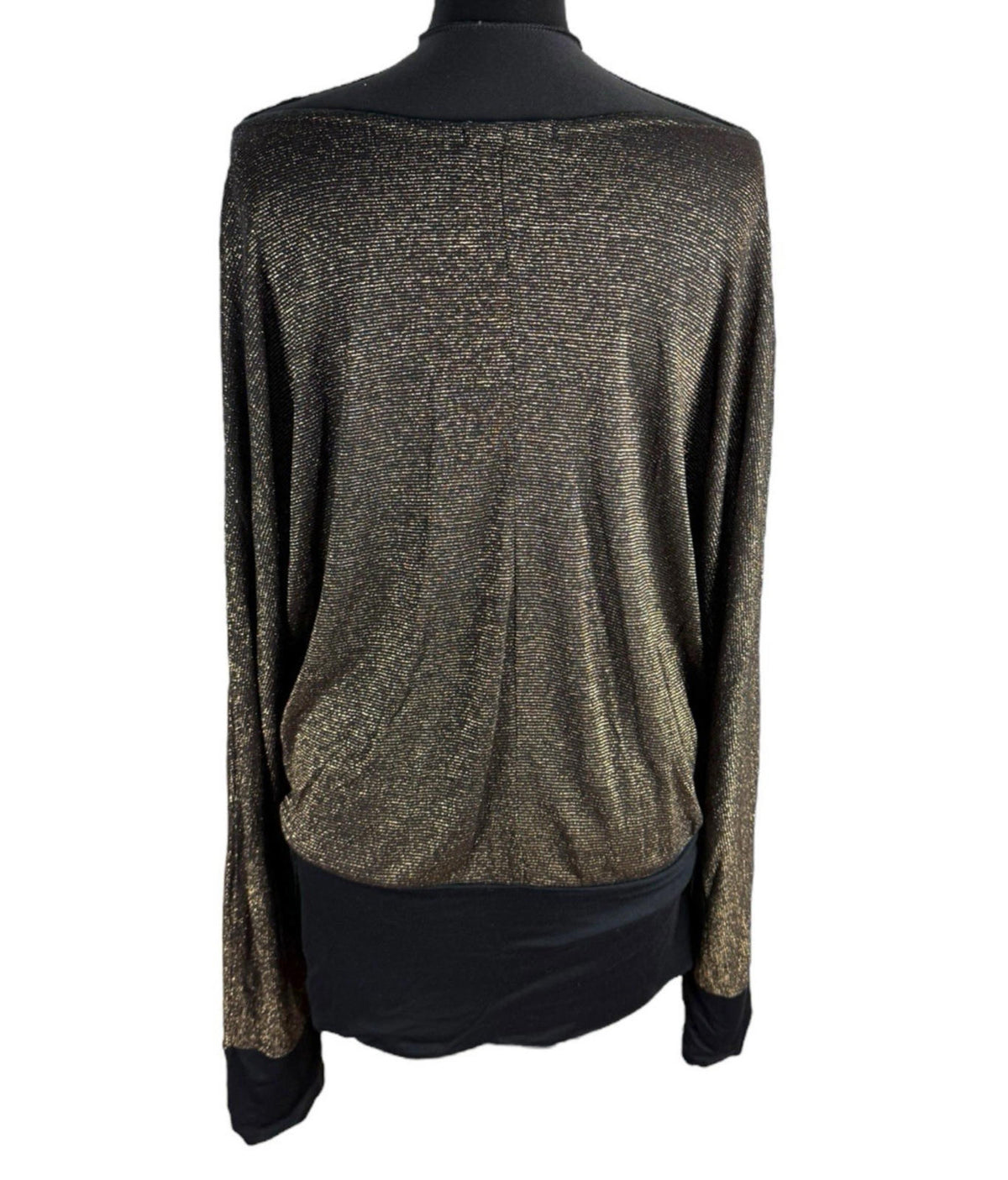 Nouvelle Black Nouvelle Collection Gold Sparkle Top Long Sleeve Relaxed Fit Women's UK Size M