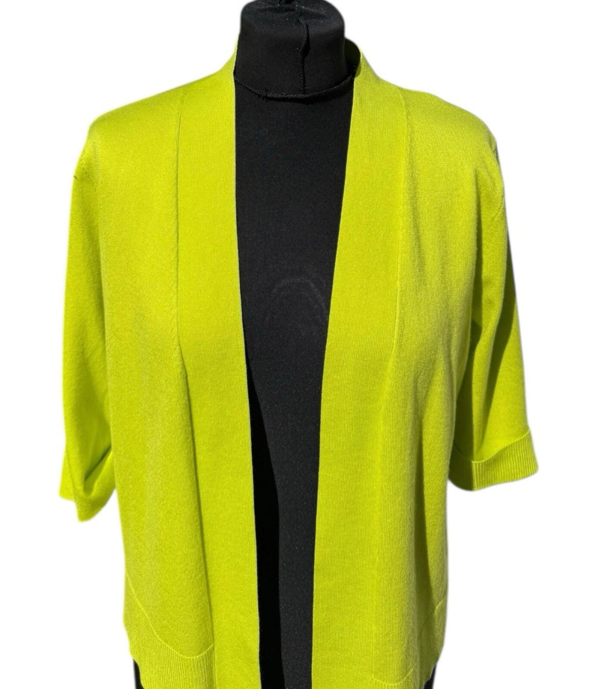 TRU Collection Neon Yellow Cardigan Open Front Women's UK Size L