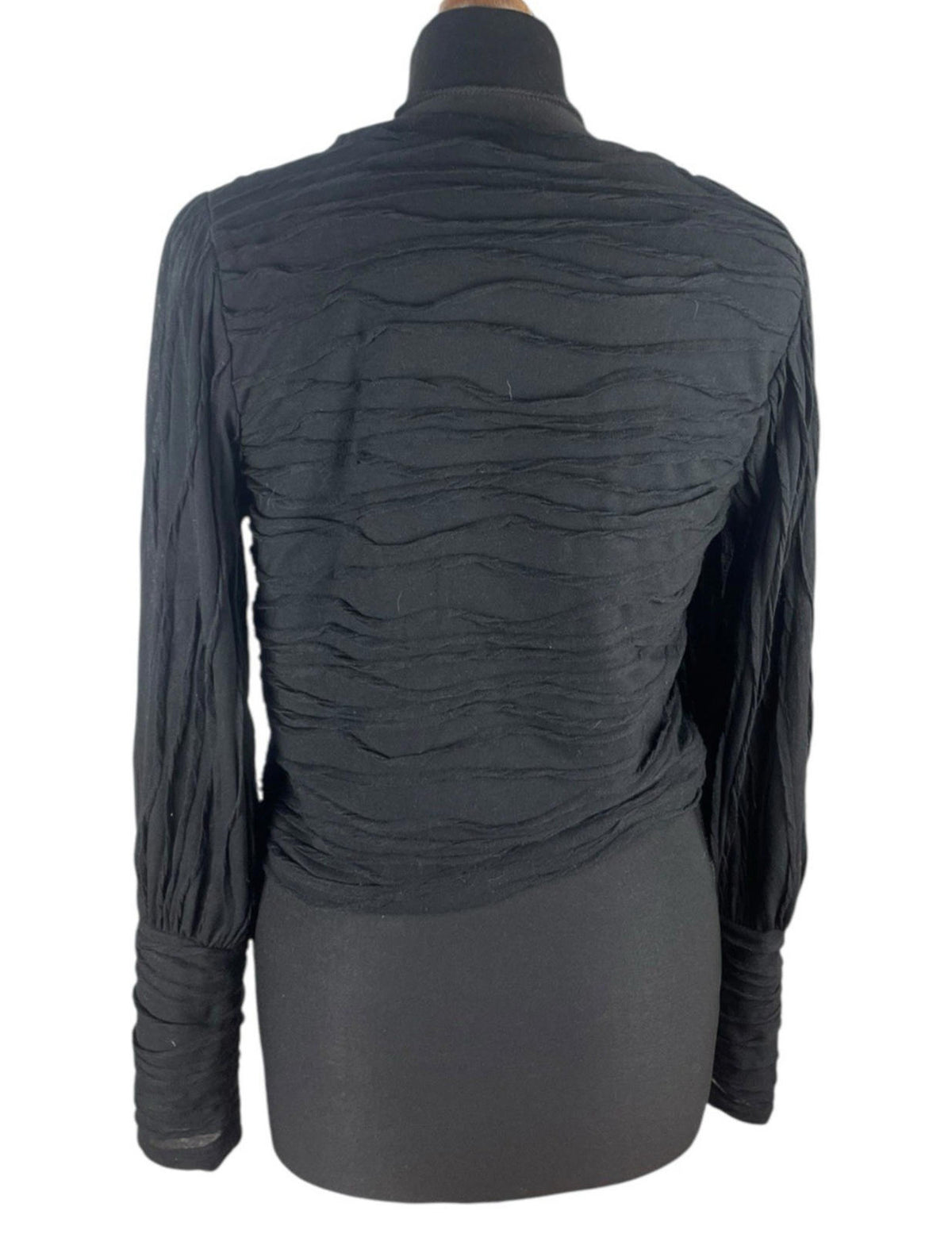 Vero Moda Black Textured Crop Top Long Sleeve Women's UK Size M