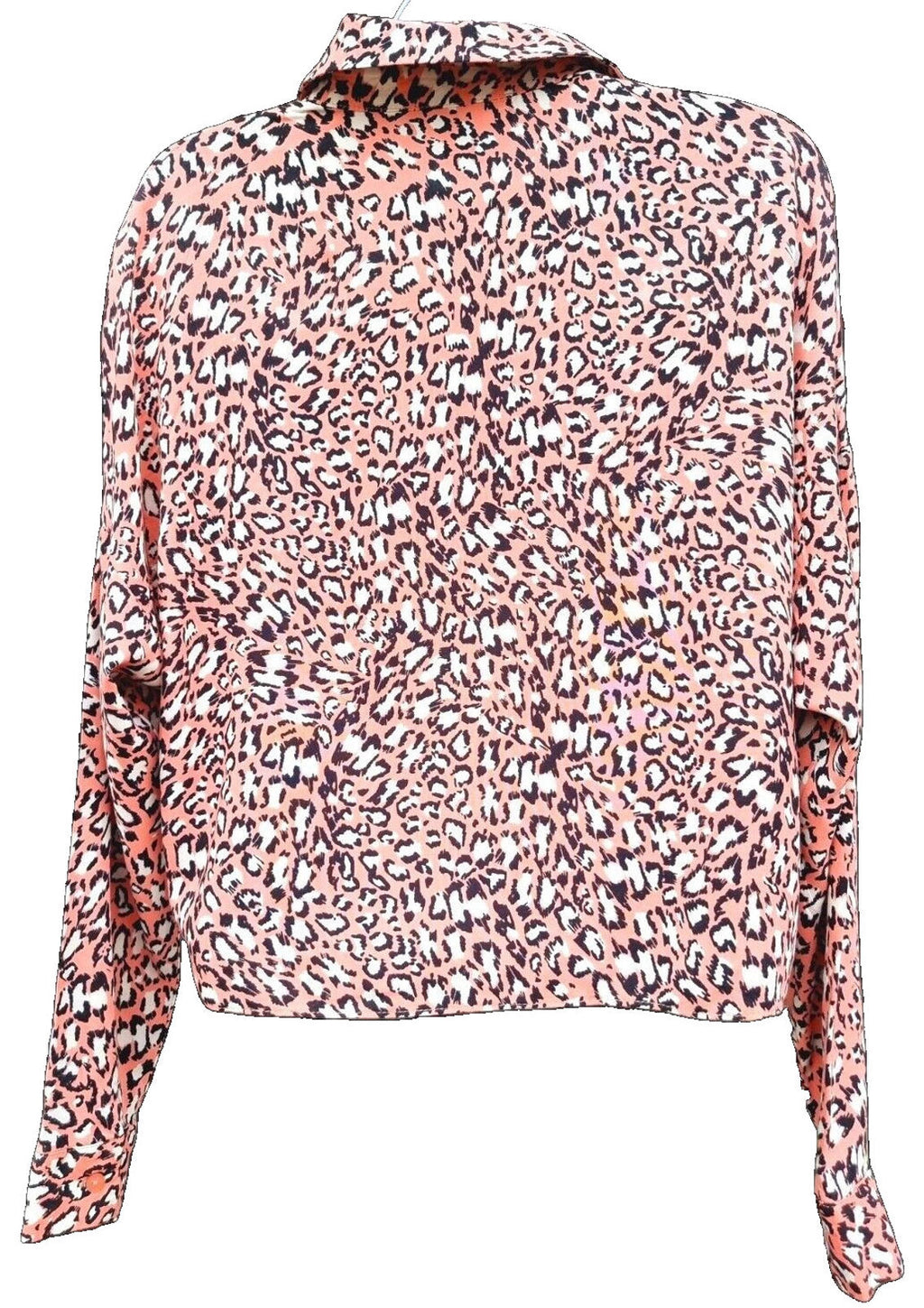 Primark Leopard Print Shirt Women's UK Size 10 Pink Button Down Long Sleeve