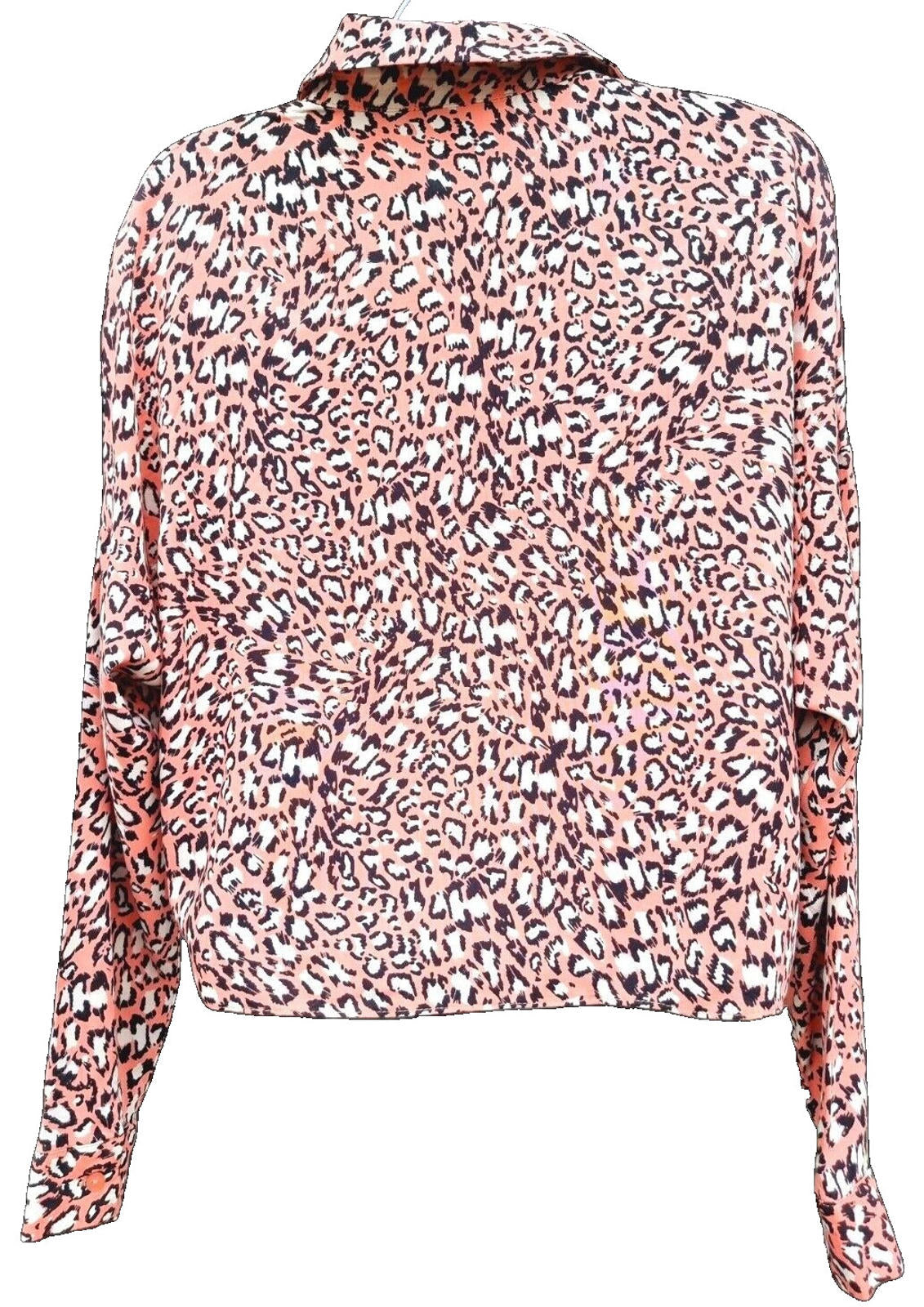 Primark Leopard Print Shirt Women's UK Size 10 Pink Button Down Long Sleeve