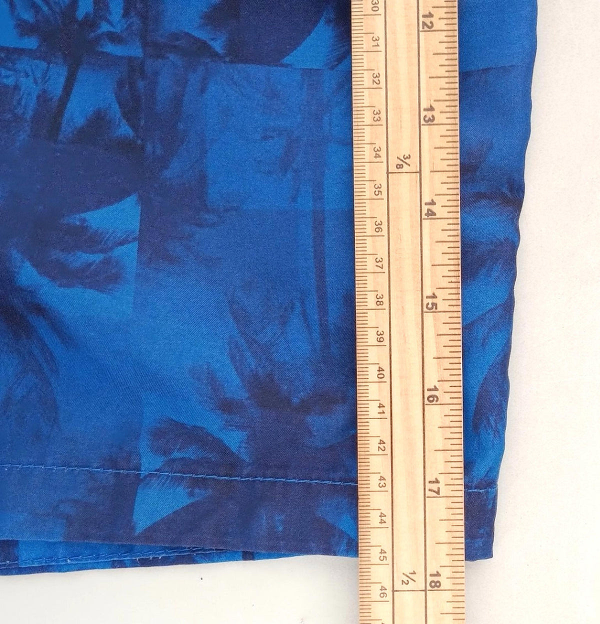 Tu Blue Palm Tree Swim Shorts Men's UK Size L Blue Pockets Drawstring Hawaiian Print
