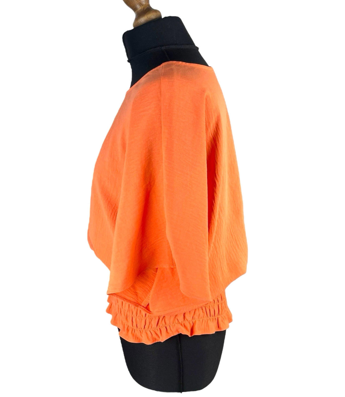 Emreco Orange Peplum Blouse Summer Top Elastic Waistband Women's UK Size 10