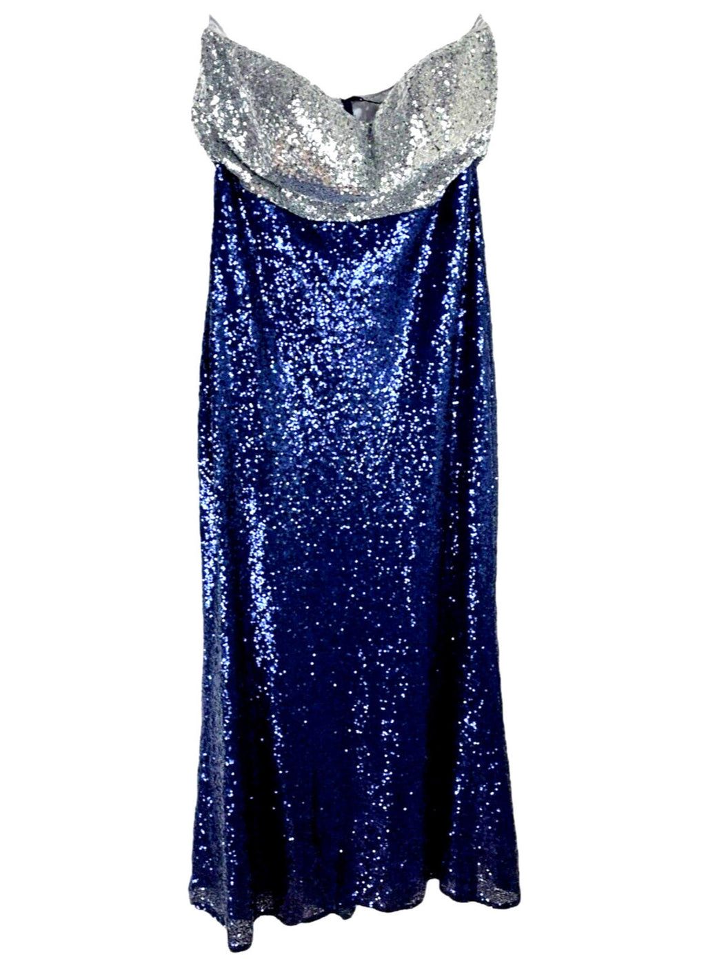Ever-Pretty Navy Dress Women's UK Size 18 Blue Sequin Strapless Occasion Sparkle