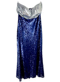 Ever-Pretty Navy Dress Women's UK Size 18 Blue Sequin Strapless Occasion Sparkle