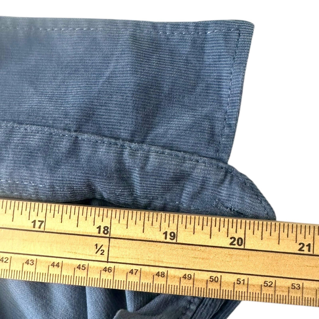 George Shirt Men's UK Size 2XL Blue Corduroy Long Sleeve Wing Collar 100% Cotton