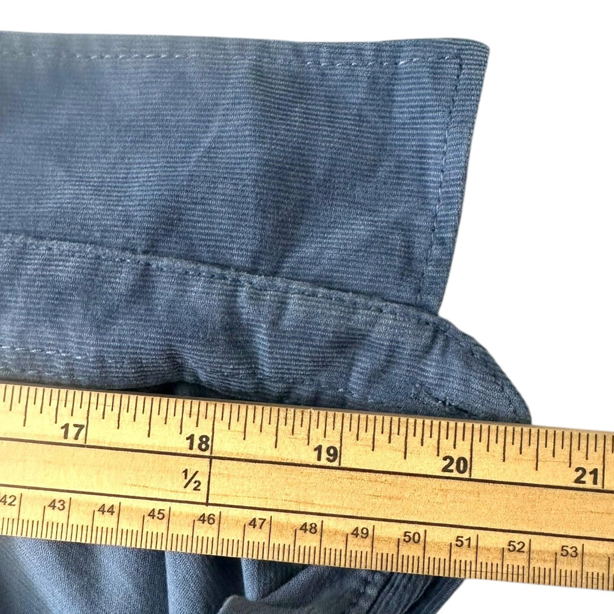 George Shirt Men's UK Size 2XL Blue Corduroy Long Sleeve Wing Collar 100% Cotton