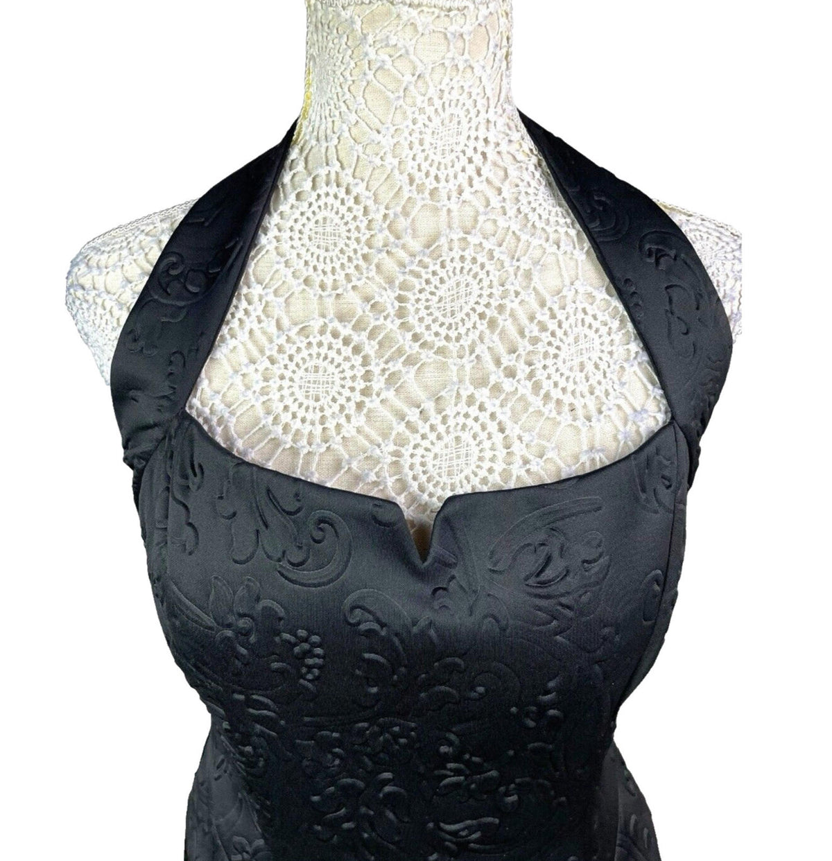 Amy Childs Black Quilted Midi Dress Halter Neck Women's UK Size 12
