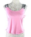 Pretty Little Thing Pink Tank Top Logo Band Straps Women's UK Size S